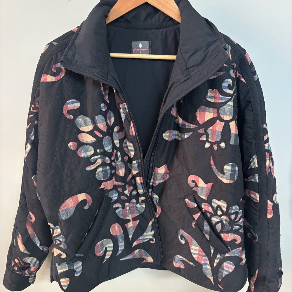 FP Movement by Free People Black Floral Puffer Jacket